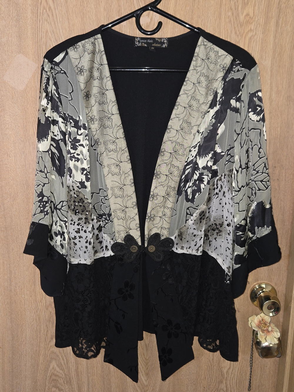 Silk Whimsigoth Artsy Lagenlook Floral Lace Patchwork Draped Stevie Top